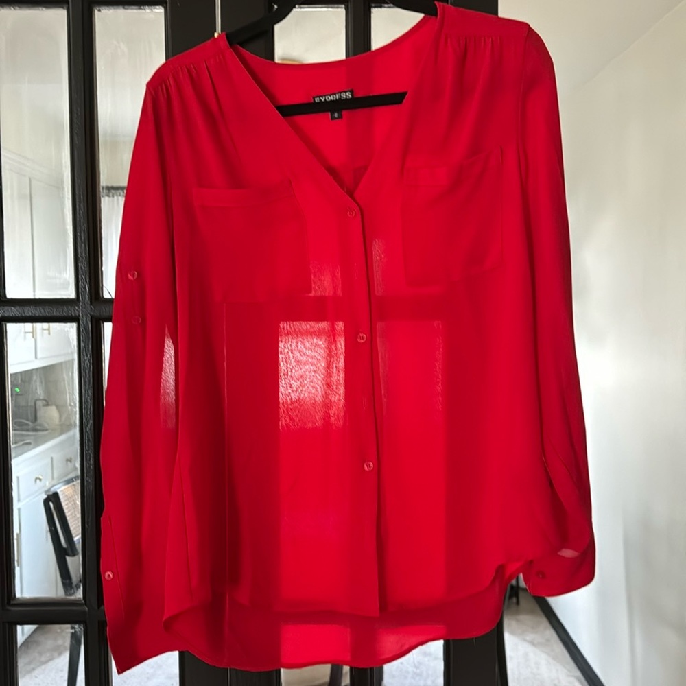 Express Portofino Red Button Down